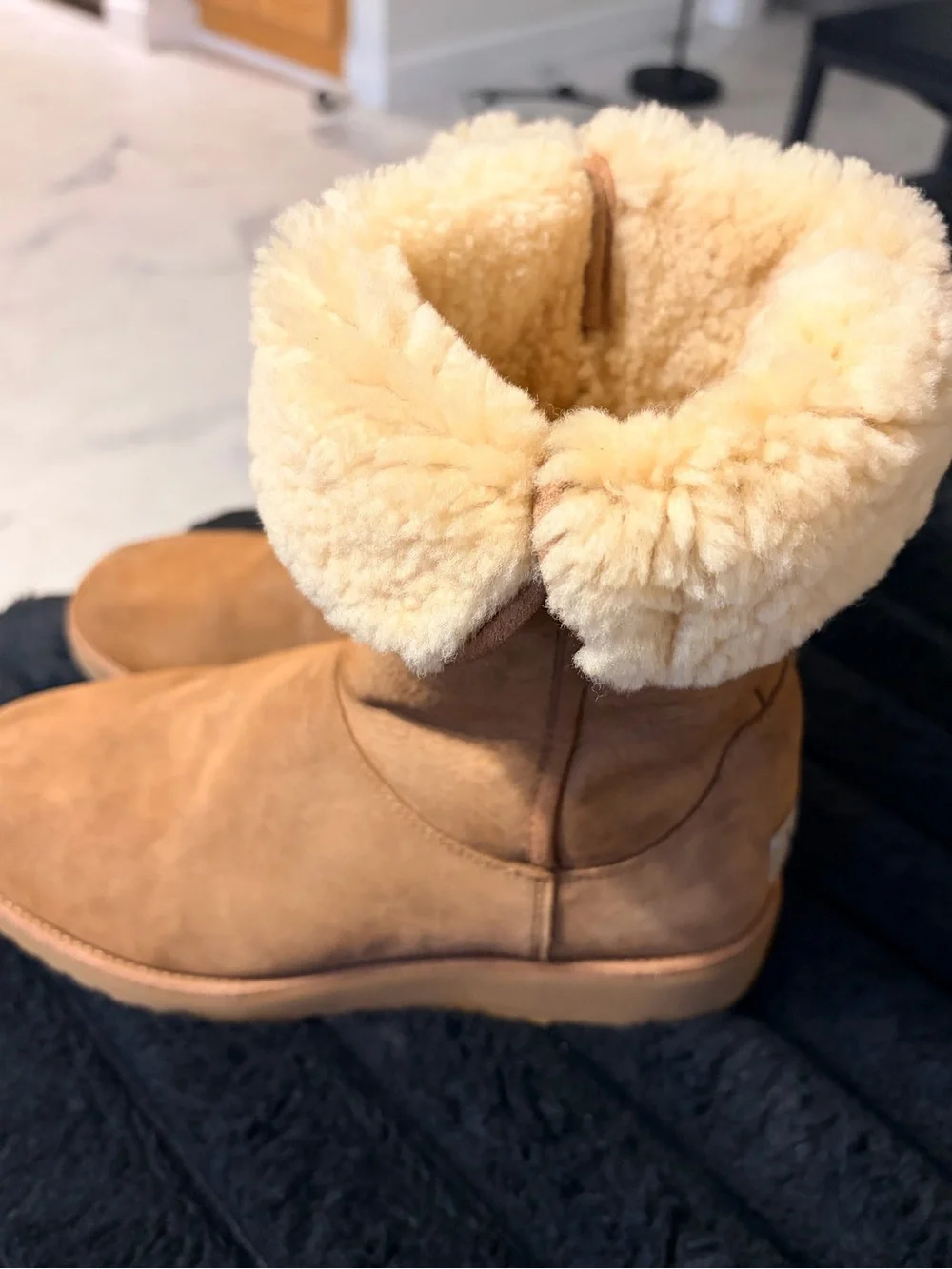 Chestnut Suede Shearling Women's Boots